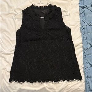 J. Crew Black Sleeveless Lace Blouse